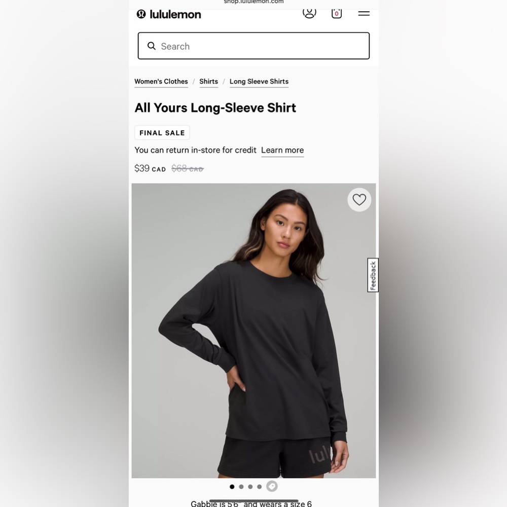 Lululemon all yours long sleeve tshirt